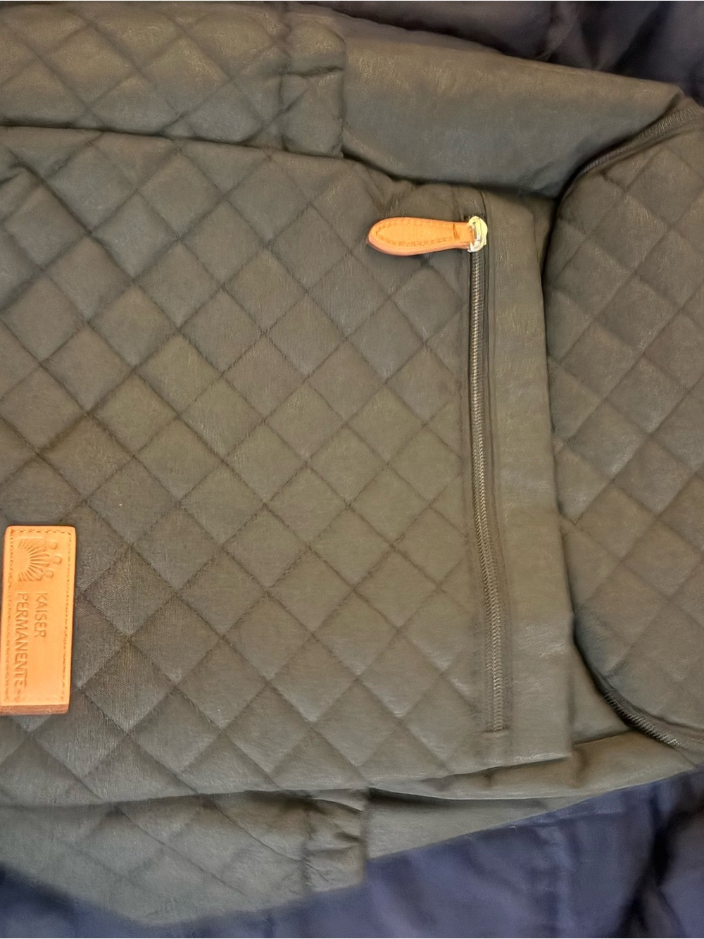Quilted Black Women's Backpack with Tan Accents